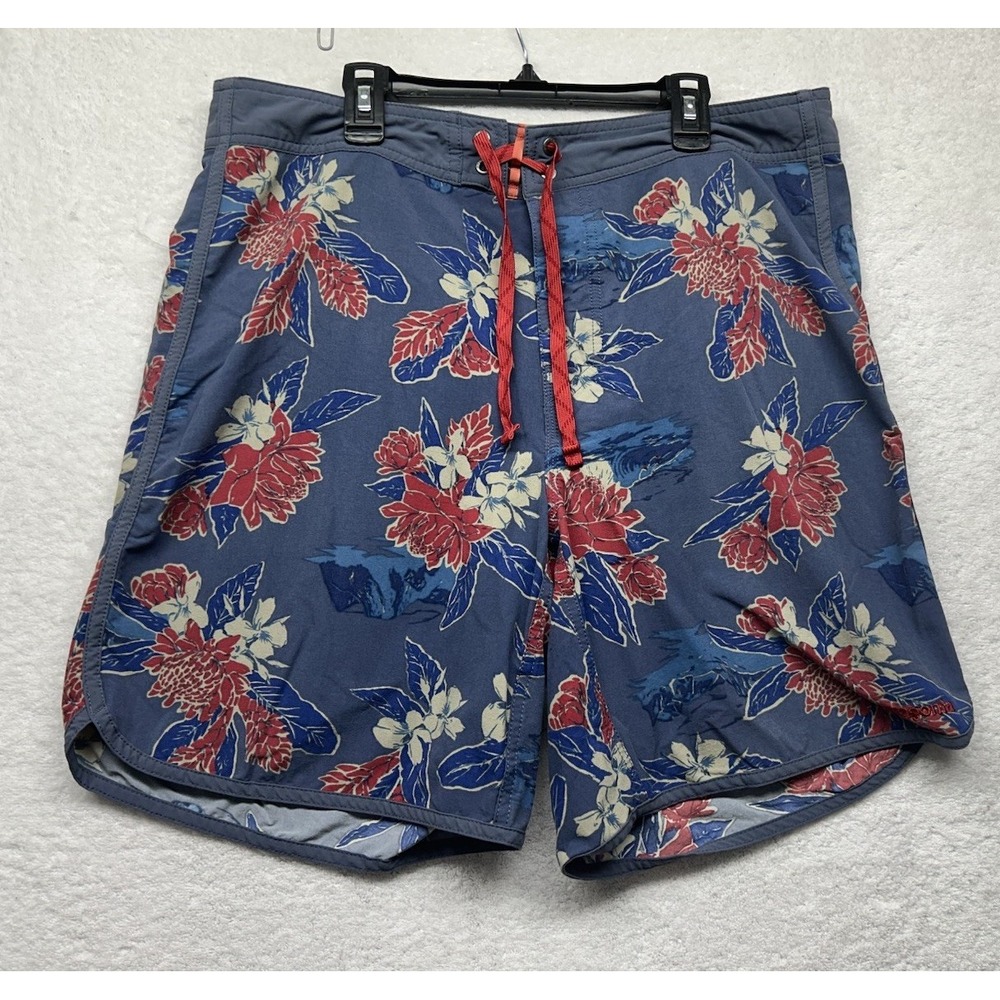 Patagonia Mens Size 34 Blue Scallop Hem Wavefarer Boardshorts Swim Trunks (L6)